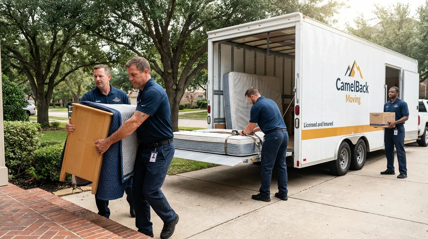 Crew loading residential truck for cross-state move from Aberdeen, NC